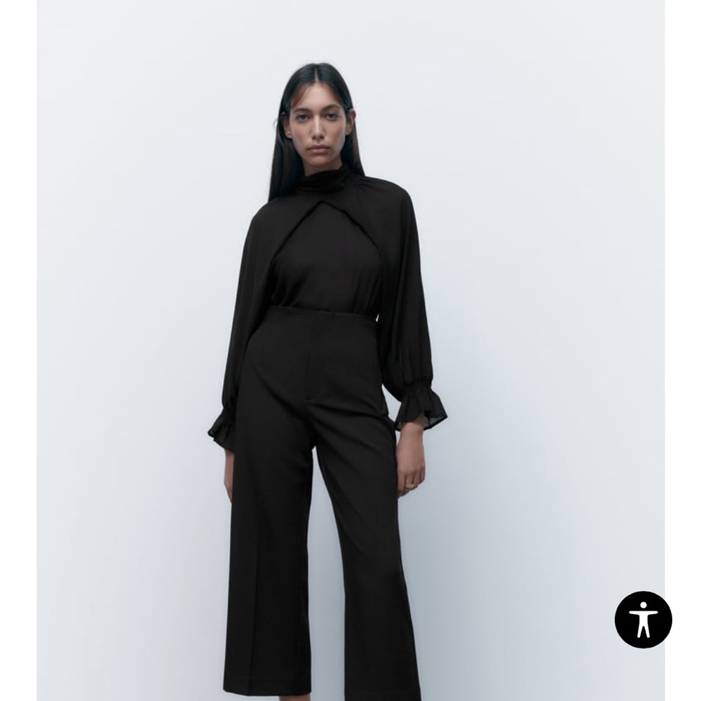 ZARA wrap front cape blouse